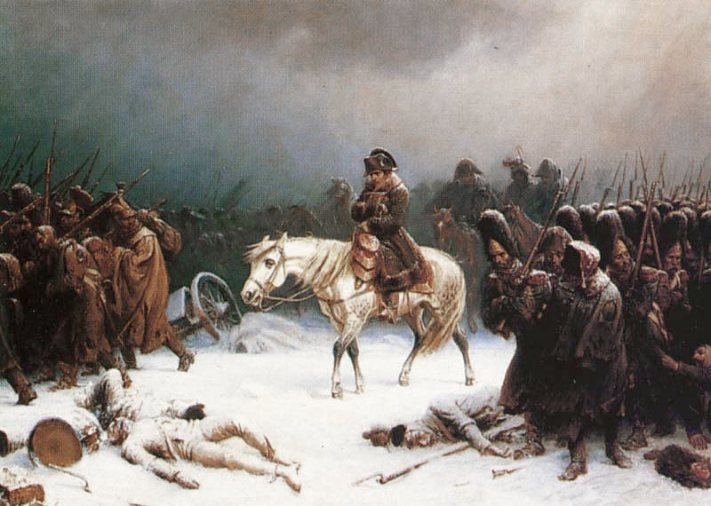 נפוליאון בראש צבאו במהלך החורף הרוסי